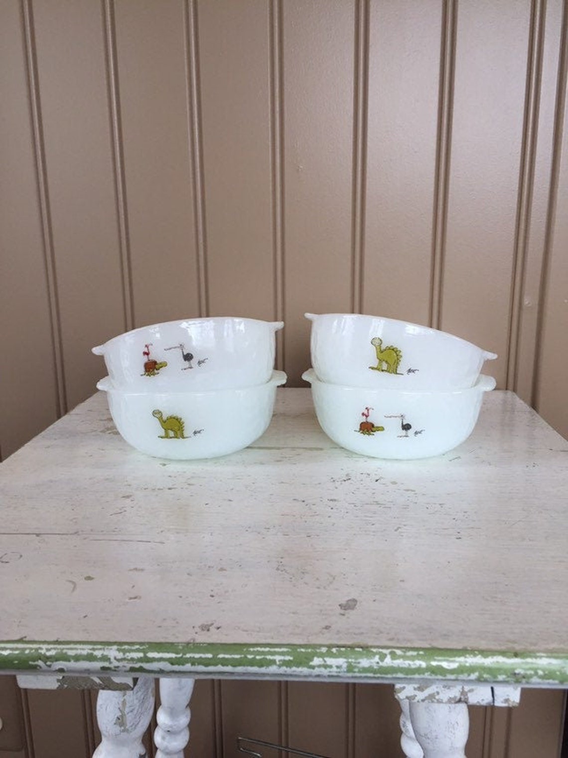 Fire King small milk glass bowls BC by Hart Anchor Hocking set Etsy