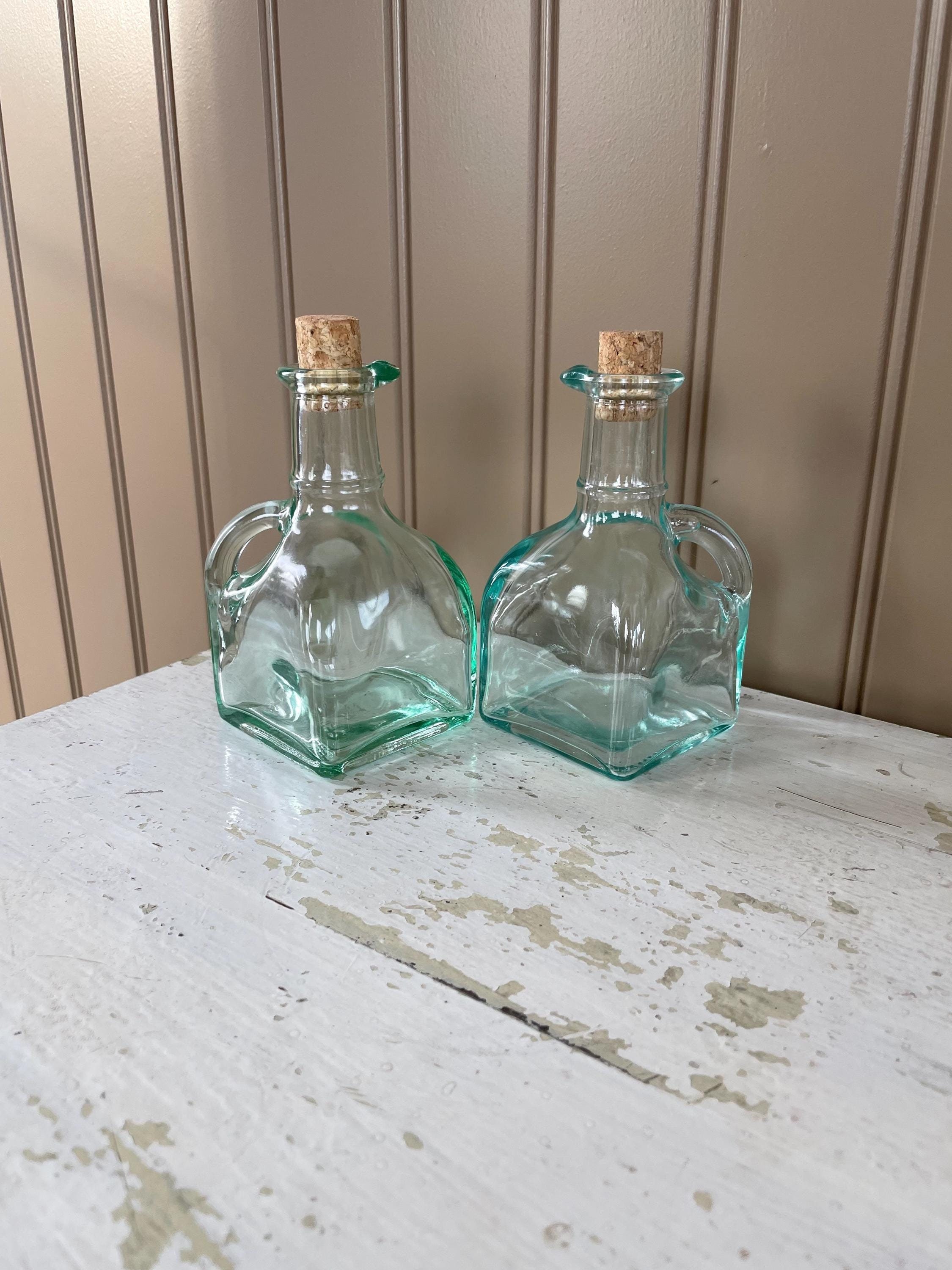 Vetreria Etrusca Italian Cruet Turquoise or Mint Glass Oil and