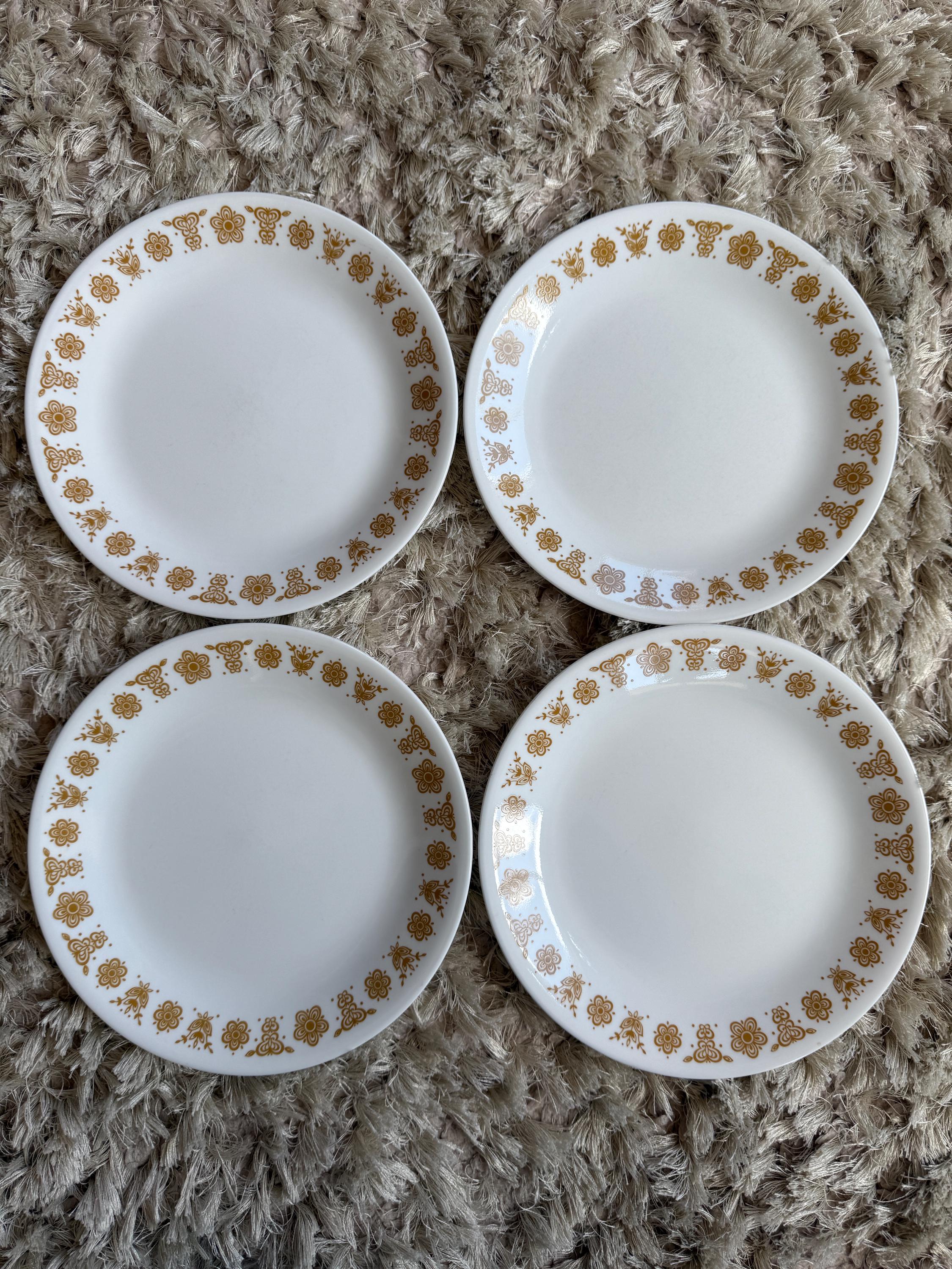 Corelle Butterfly Gold 8.5 Inch Salad Plates Dessert Plates Lunch