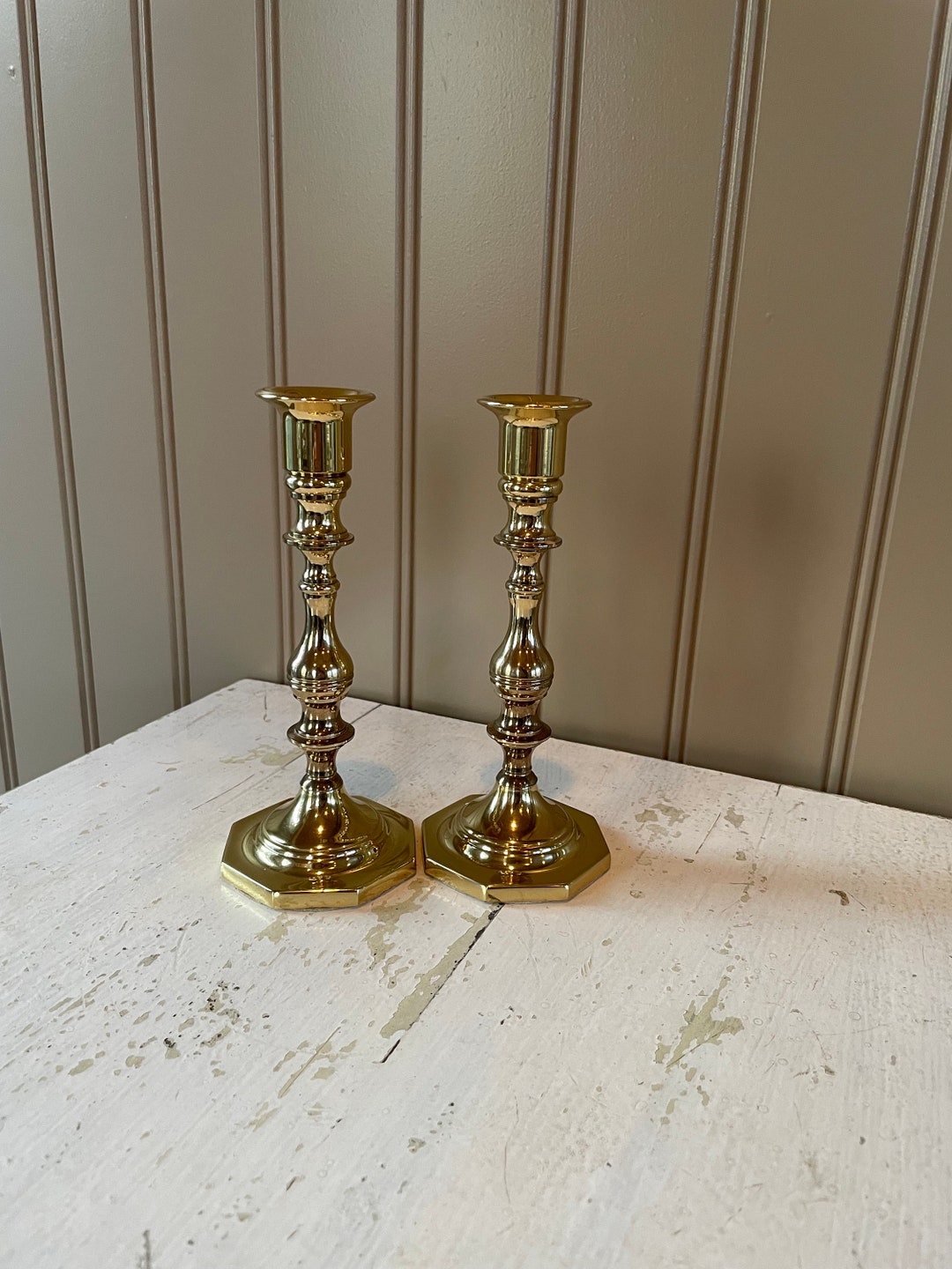 Baldwin Brass Candlestick Holders 7 Inch Brass Candle Holders Etsy