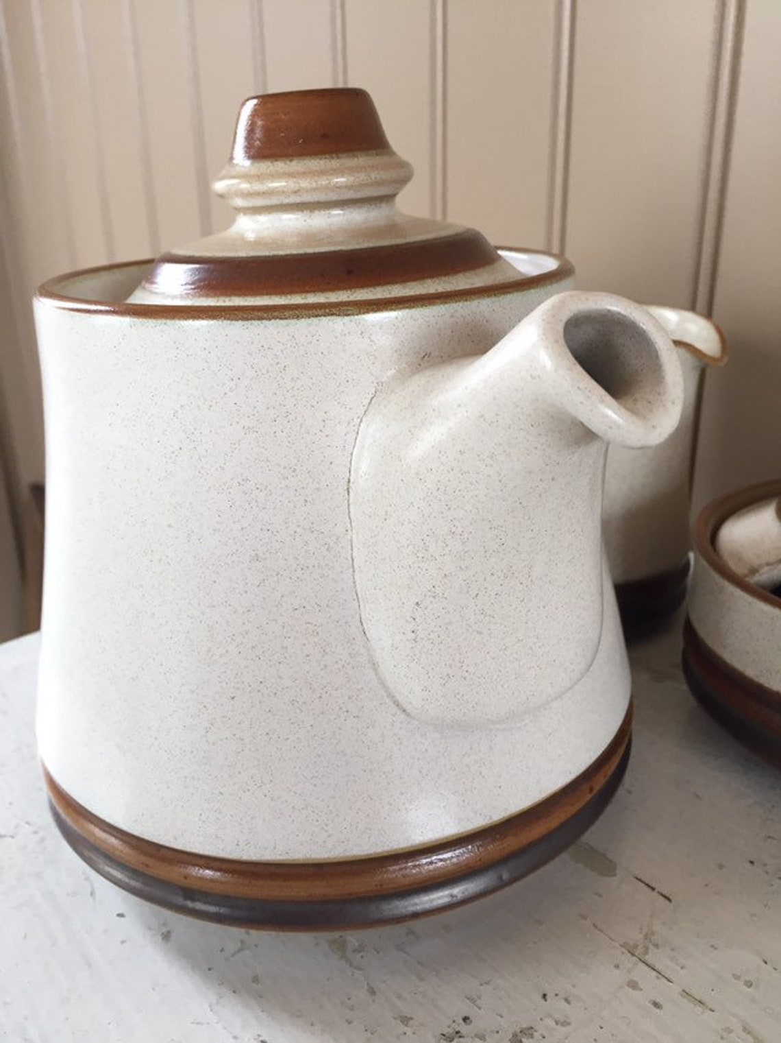 Denby Potters Wheel stoneware teapot sugar and creamer Etsy