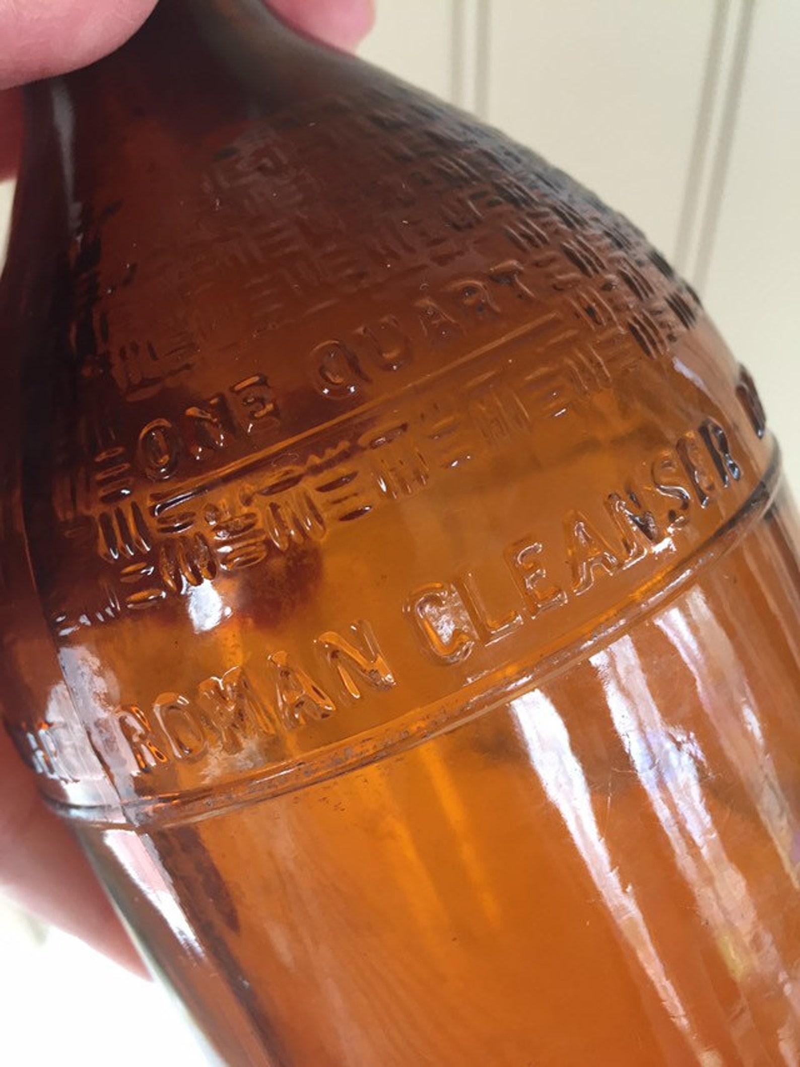 Amber or brown glass Roman Cleanser one quart bottle Etsy