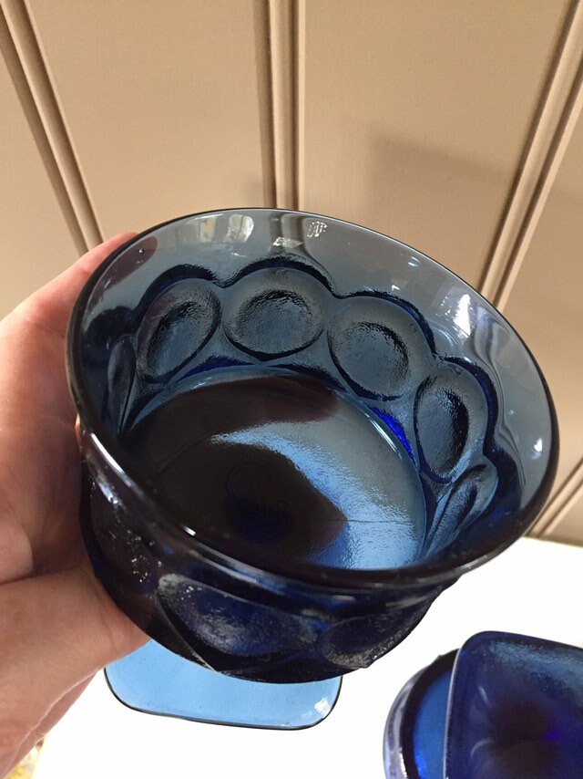 Noritake Spotlight Pedestal Dessert Bowls Cobalt Blue Glasses Etsy