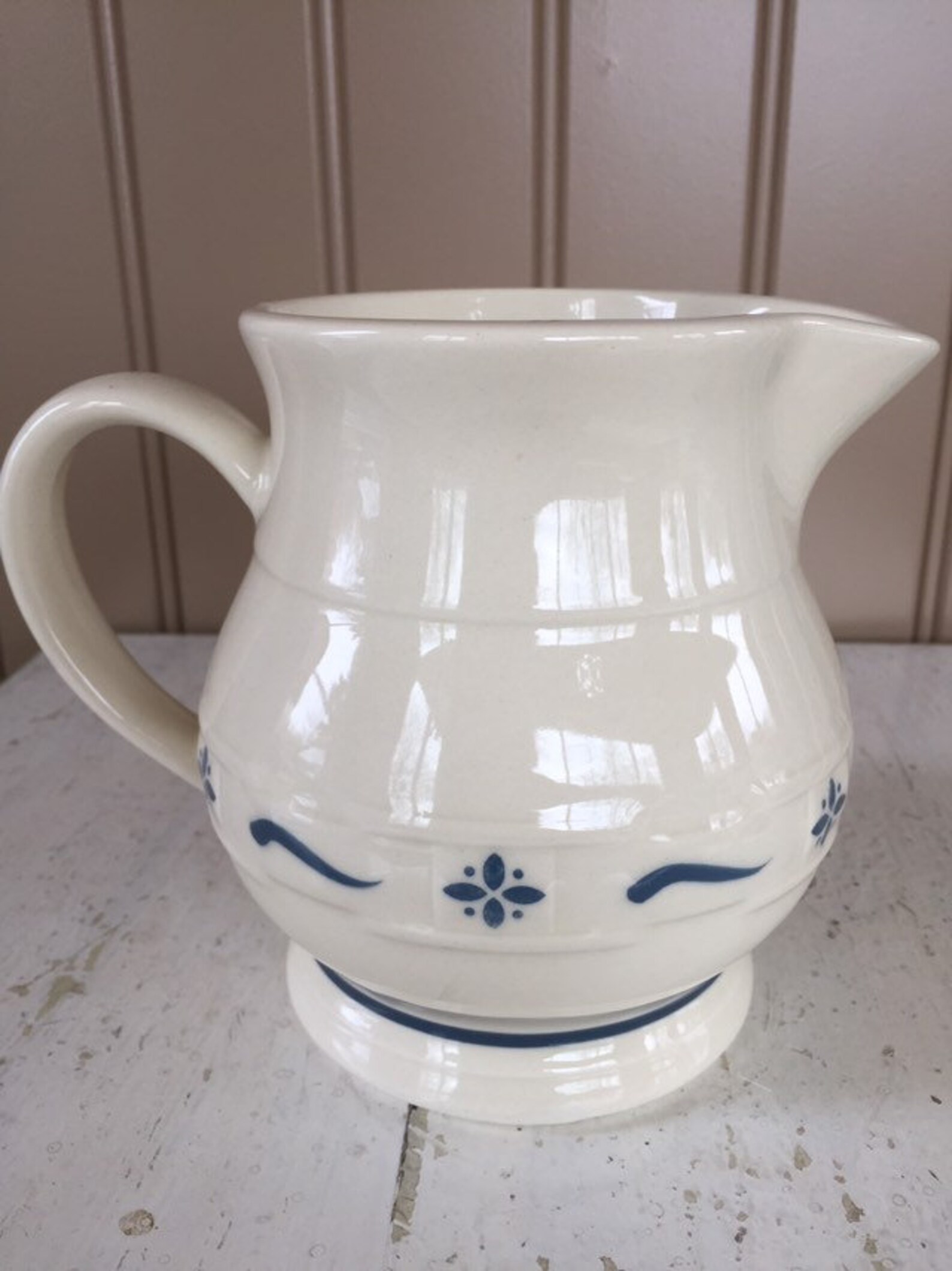 Dated original Longaberger pottery pitcher Woven Traditions Etsy