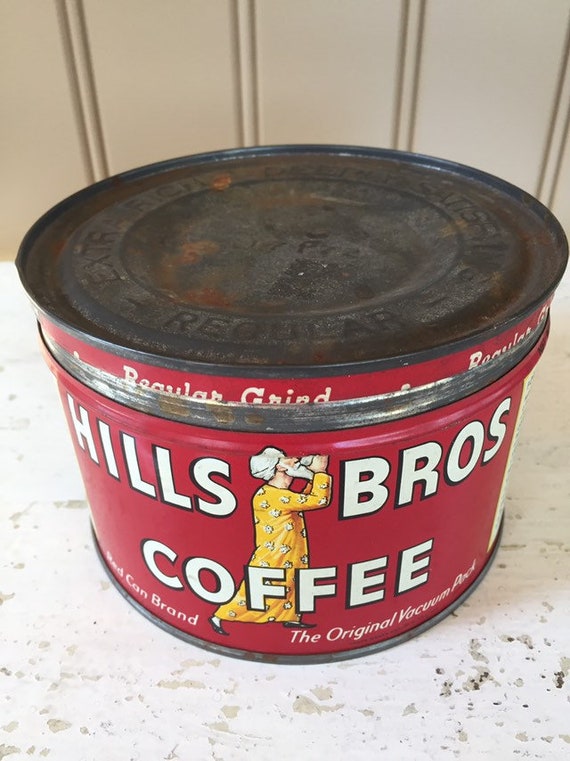 Hills Bros Coffee Tin 1 Lb. Tin Vintage Coffee Can - Etsy