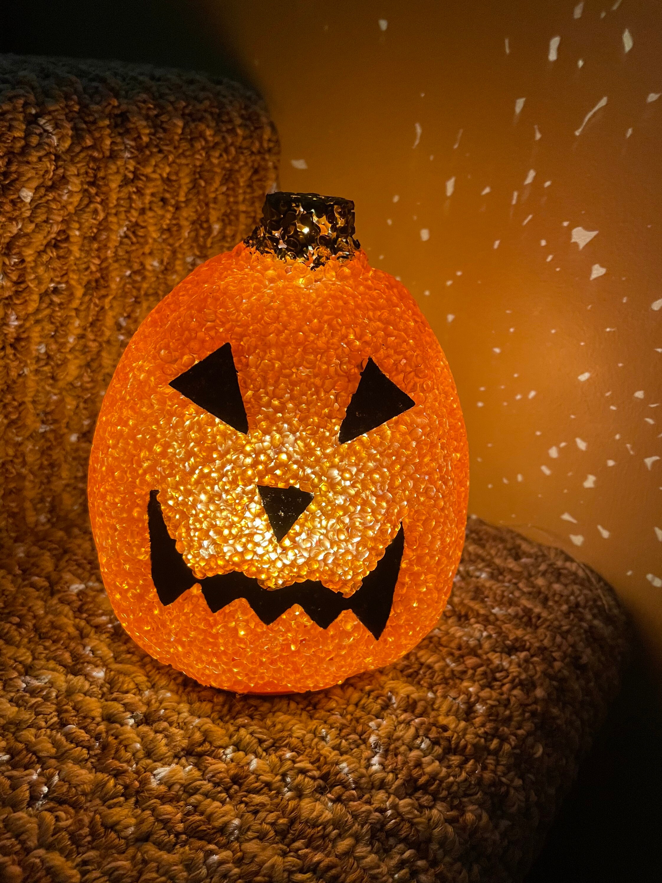 Melted Plastic Small Light up Pumpkin by Seasons Cordless Etsy UK