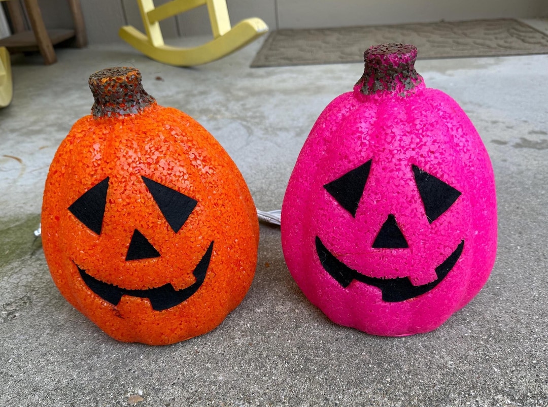 Seasons Light up Melted Plastic Pumpkin Electric Jack-o-lantern Orange ...