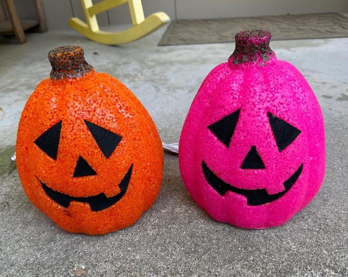 Seasons Light up Melted Plastic Pumpkin Electric Jack-o-lantern Orange ...