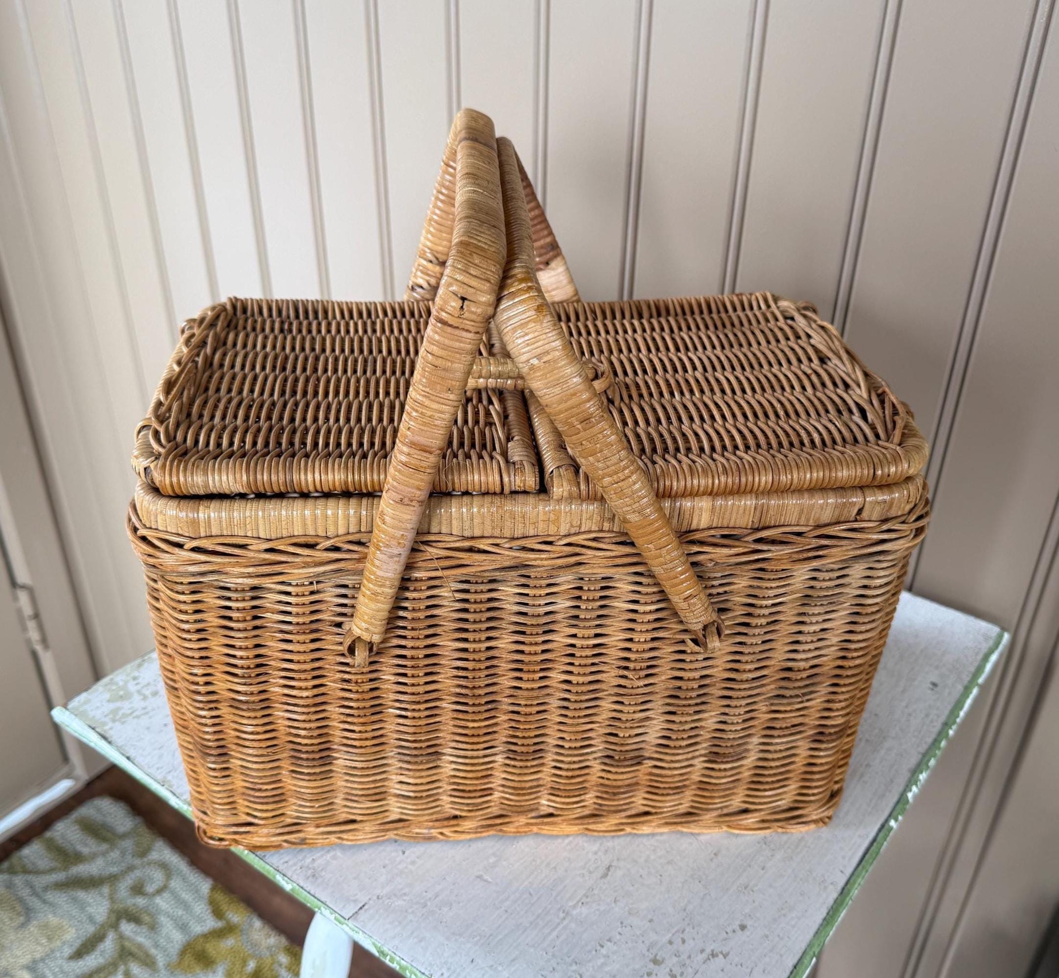 Double Lidded Picnic Basket - Etsy