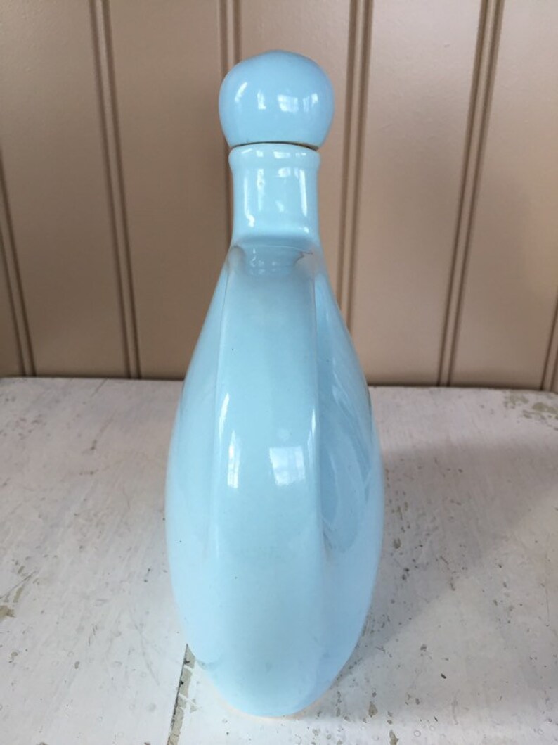 Mohawk Liquor Bottle Blue Liqueur Stoneware Bottle Mid Century Etsy