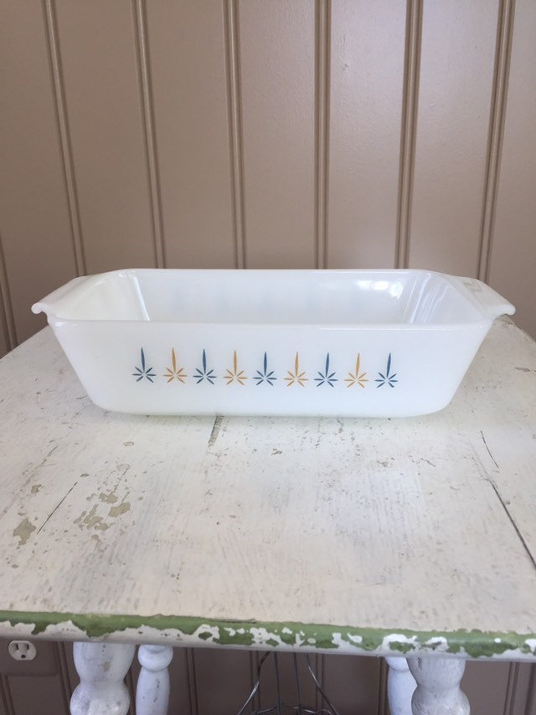 Fire King Baking Dish Glass Bread Pan Candle Glow Anchor Hocking Casserole Loaf Dish Etsy
