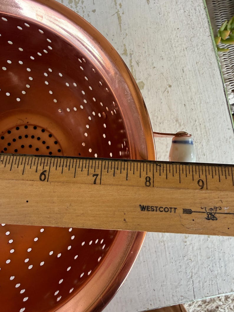 Small Copper Colander With Porcelain Handles and Punched Hearts - Etsy