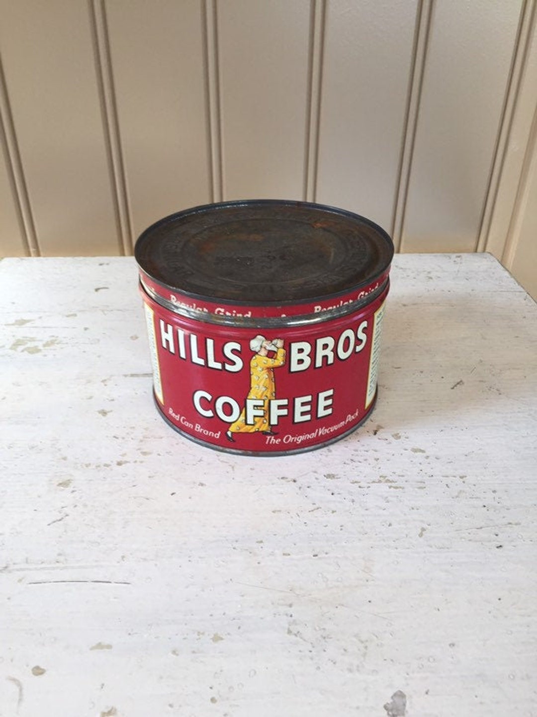 Hills Bros Coffee Tin 1 Lb. Tin Vintage Coffee Can - Etsy