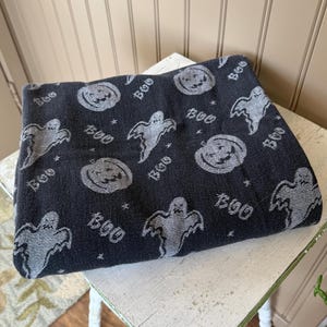 Vintage rectangular heavy cotton Halloween tablecloth 74 by 55 inches