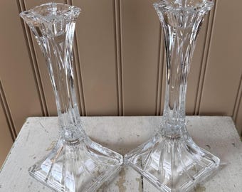 Lead Crystal candle holders 10 inch Cut crystal