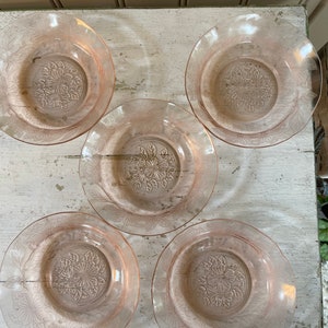 Macbeth-Evans Dogwood pink small bowls and footed sherbet bowls Set of 5 bild 2