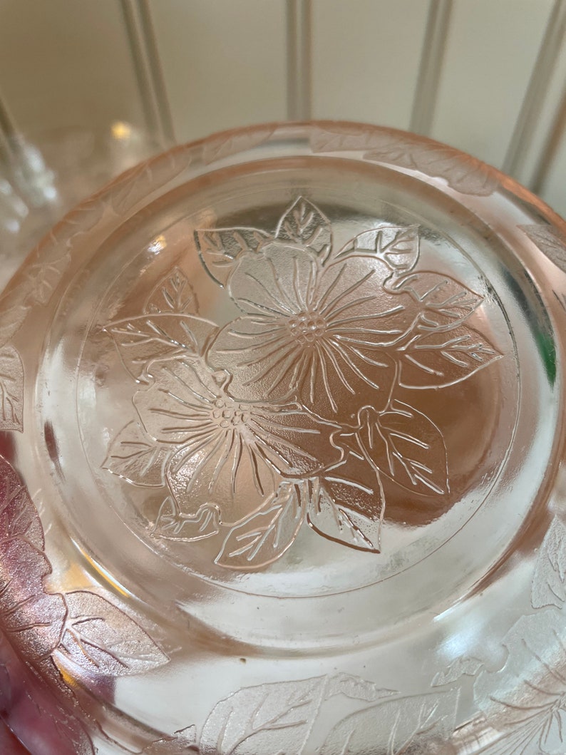 Macbeth-Evans Dogwood pink small bowls and footed sherbet bowls Set of 5 bild 5