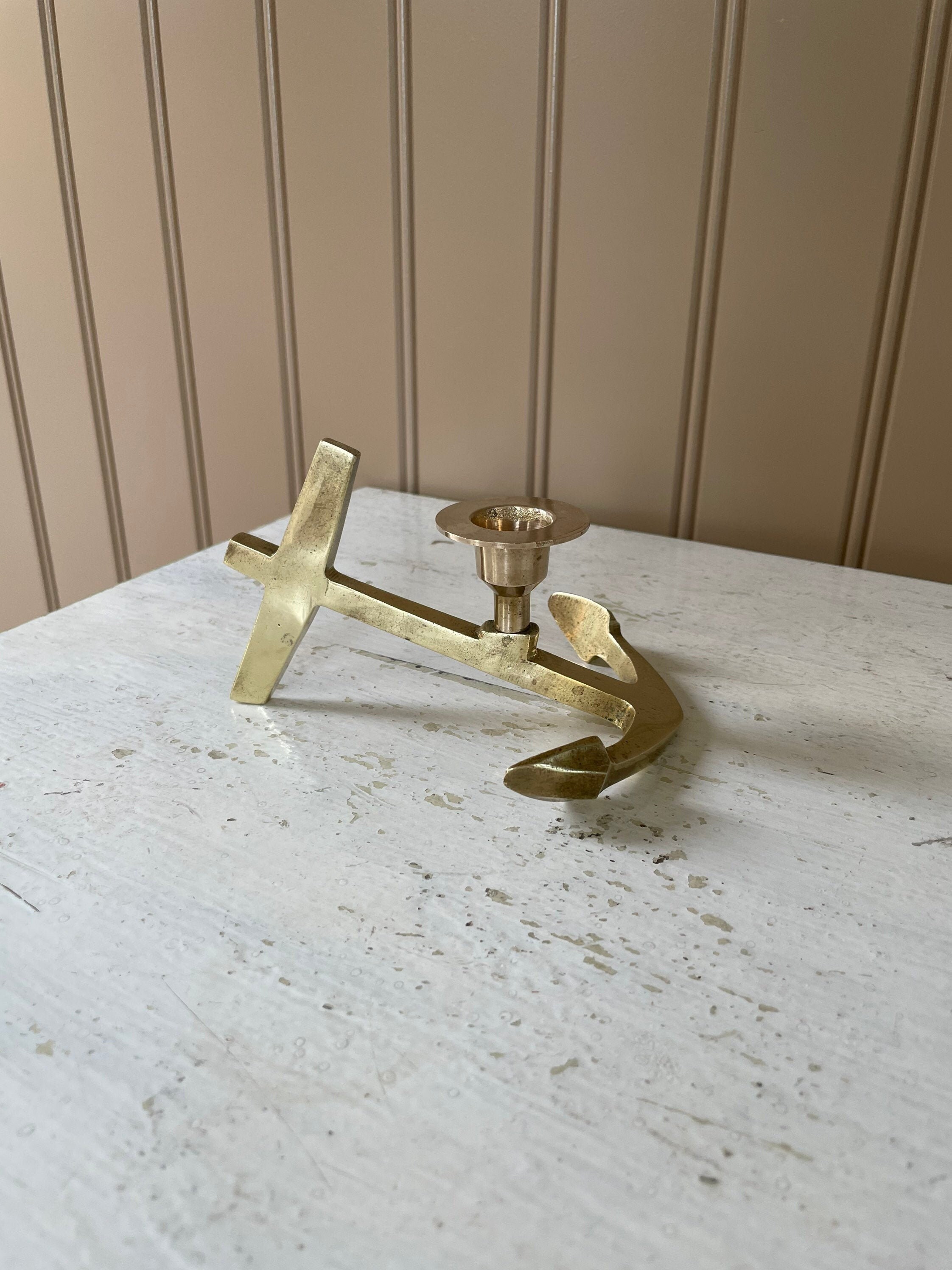 Brass anchor candle holder Candlestick holder Etsy
