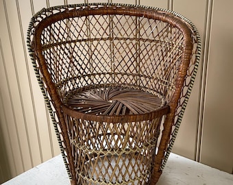 Rattan Peacock doll chair or plant stand 13 inch chair with 7 inch seat