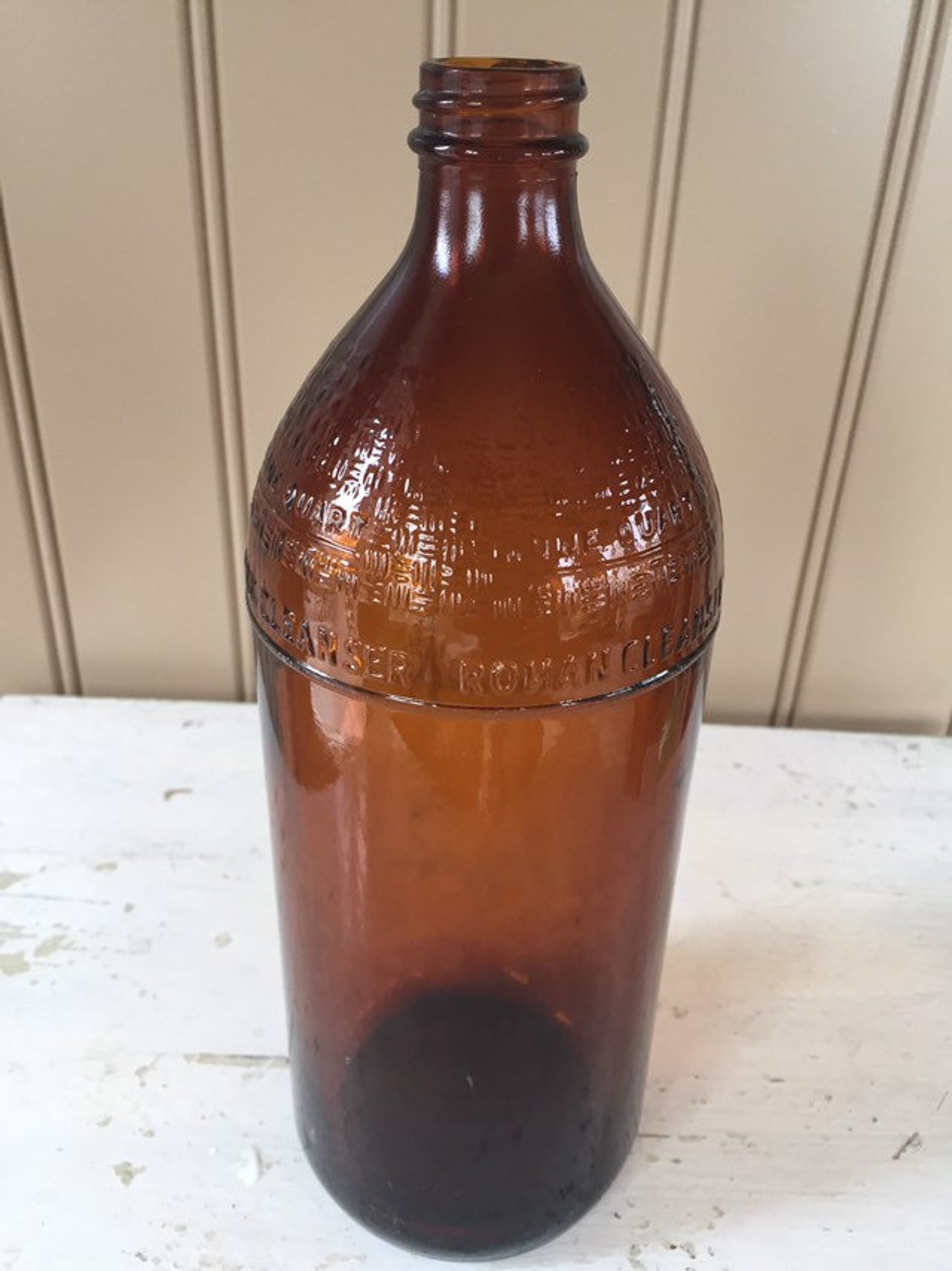 Amber or brown glass Roman Cleanser one quart bottle Etsy