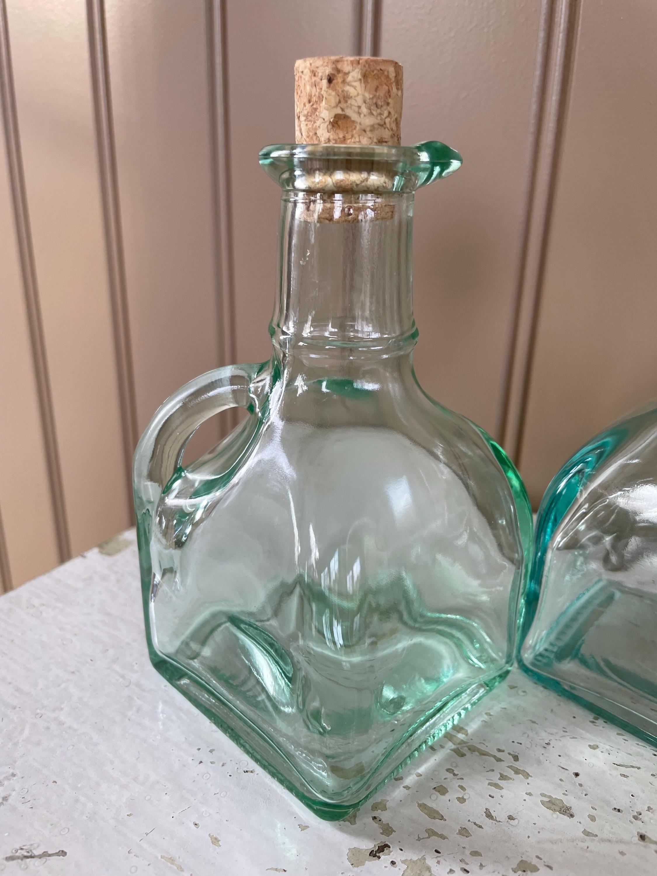 Vetreria Etrusca Italian Cruet Turquoise or Mint Glass Oil and
