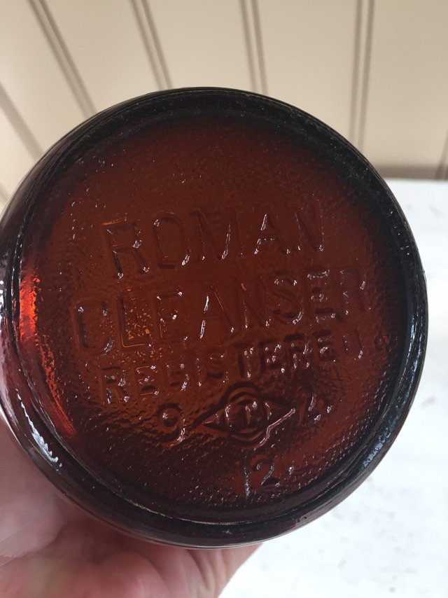 Amber or brown glass Roman Cleanser one quart bottle Etsy