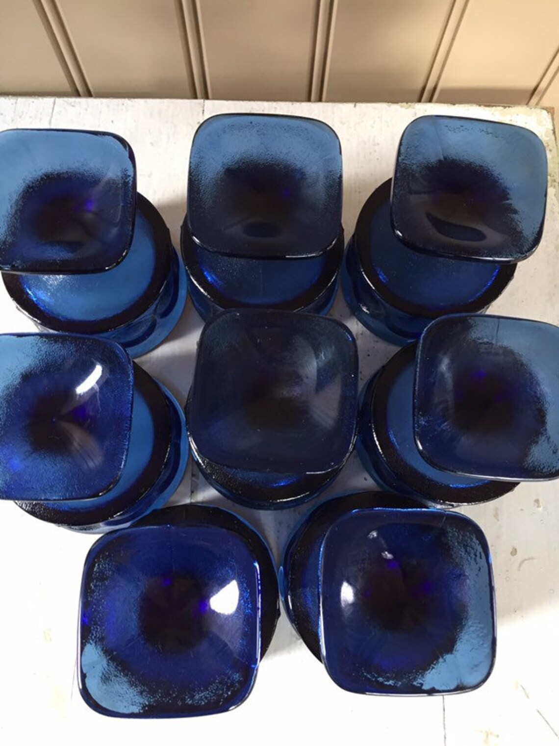 Noritake Spotlight Pedestal Dessert Bowls Cobalt Blue Glasses Etsy