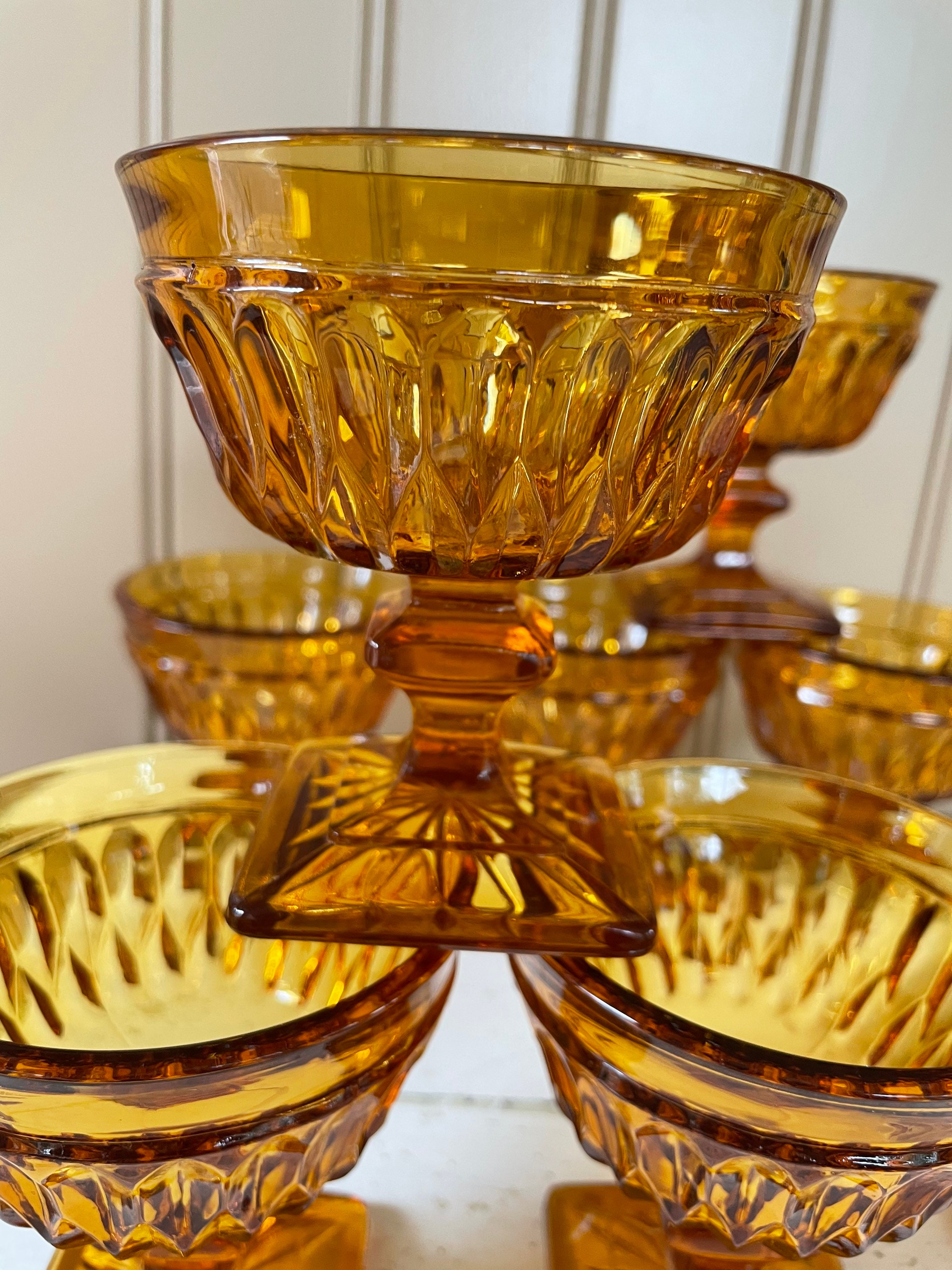 Indiana Glass amber dessert bowls Mount Vernon sherbet bowls Etsy
