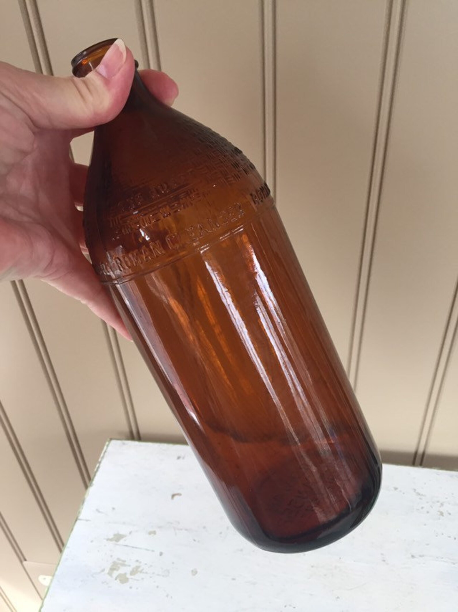 Amber or brown glass Roman Cleanser one quart bottle Etsy