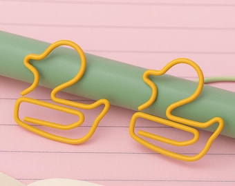 Duck Paper Clips | Yellow Metal Animal Paperclip 8 Piece Set