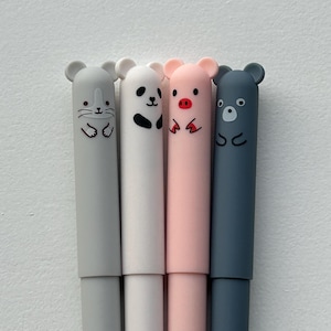 Penna gel cancellabile Kawaii / Disegni di orsi, topi, panda e maiali / Articoli scolastici carini / Articoli di cancelleria coreani e giapponesi con animali / Regalo per club del libro