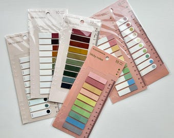 Pestañas adhesivas estéticas Morandi: banderines transparentes para diario