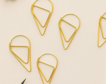 Gold Teardrop Paper Clips: Wedding Invitation Stationery (25mm x 15mm)