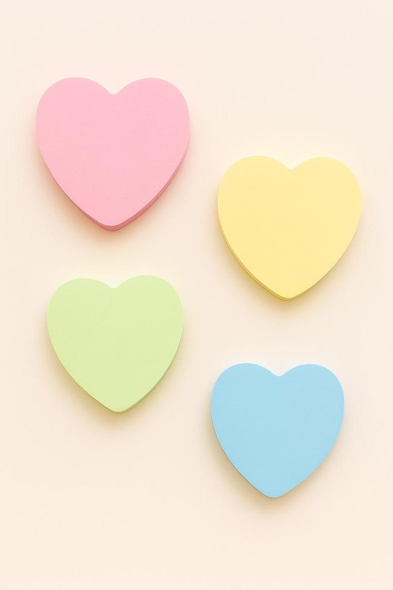 Sticky Notes Heart Shape Display Heart-shaped Sticky Notes: Assorted Colors, Removable Adhesive - 200 ...