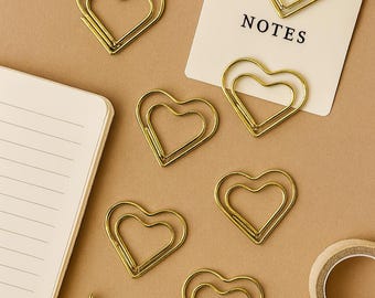 Gold Heart Paper Clips: Modern Wedding Invitation Stationery (22mm x 24mm)