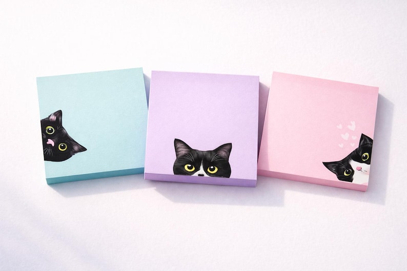 Cute Cat Sticky Notes - Colorful Memo Pads for Cat Lovers (7.6x7.6 cm) image 2