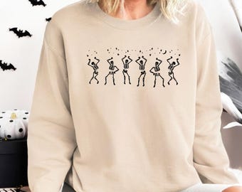 Dancing Skeleton Sweatshirt: Spooky Season Unisex Crewneck