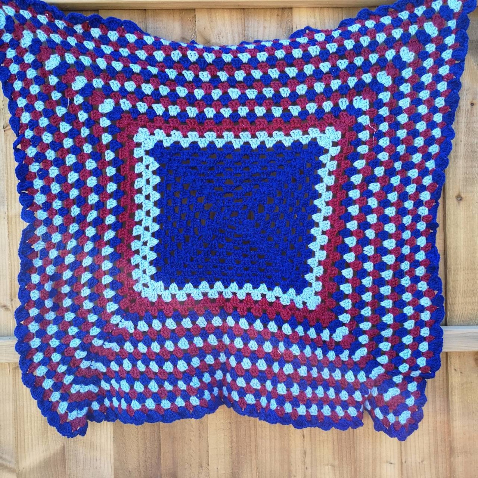 Knee blanket unused vintage blue hand made crochet square Etsy