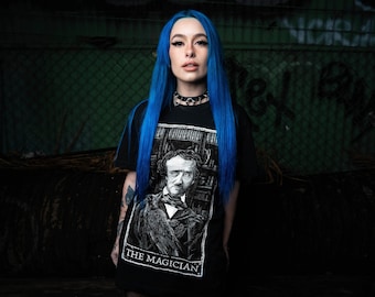 The Magician Tarot Card T-Shirt, Black & White Graphic Tee, Grunge Apparel