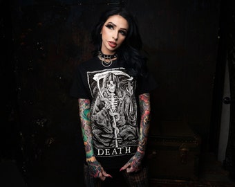 Death Tarot Card T-Shirt, Scorpio Tee, Emo Aesthetic, Oversized Graphic Tee