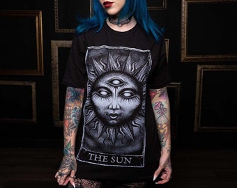 The Sun Tarot Card T-Shirt, Gothic Shirt, Dark Art, Graphic Tee