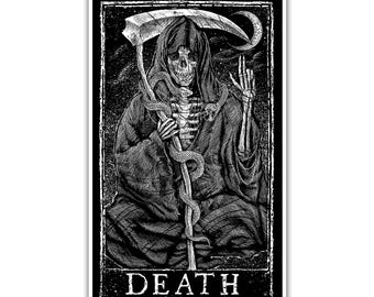 Death Tarot Card Poster 11x17 – Gothic Wall Art Print, Dark Occult Decor, Gothic Home Decor Oddities, Witchy Tarot Artwork, Emo Home Accent