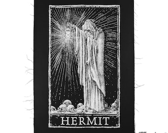 The Hermit Tarot Card Large Patch, Gothic / Emo Appliqué, Decorative Virgo Patch