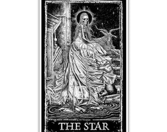 Star Tarot Card Poster 11x17 – Gothic Wall Art Print, Dark Occult Decor, Witchy Tarot Artwork, Gothic Home Accent, Alternative Wall Art