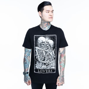 Lovers Tarot Card T-Shirt, Gothic Style Tee, Gemini Aesthetic, Oversized Graphic Tee image 9