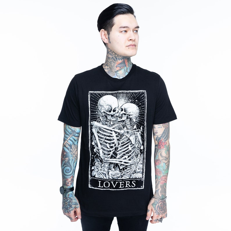 Lovers Tarot Card T-Shirt, Gothic Style Tee, Gemini Aesthetic, Oversized Graphic Tee image 9