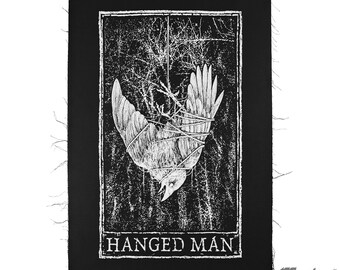 Hanged Man Tarot Card Large Patch, Gothic / Emo Appliqué, Decorative Bag Patch