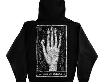 Wheel of Fortune Tarot Card Zip Up, Dark Academia Hoodie, Original Tarot Gift