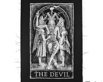 TheDevil Tarot Patch – Large Gothic Sew-On Back Patch for Jackets, Punk Vests, and Battle Jackets