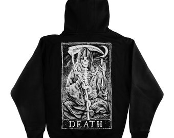 Death Tarot Card Hooded Zip Up, Dark Academia Sweatshirt, Tarot Gift